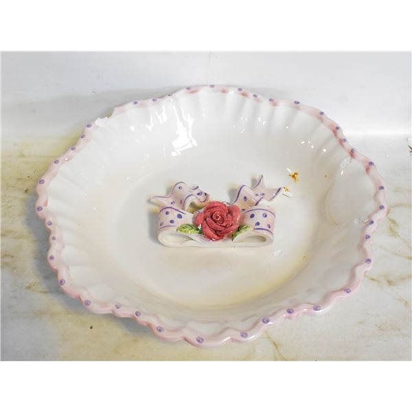 HAND PAINTED CERAMIC 13" BOWL