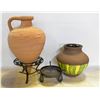 Image 1 : 2 POTTERY VASES WITH STANDS