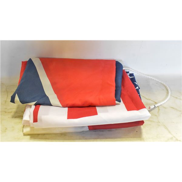 3 VINTAGE AMERICAN/REBEL/YANKEE FLAGS