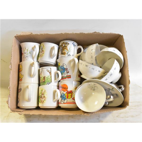6 MATCHED TEACUPS AND SAUCERS AND 9 MUGS