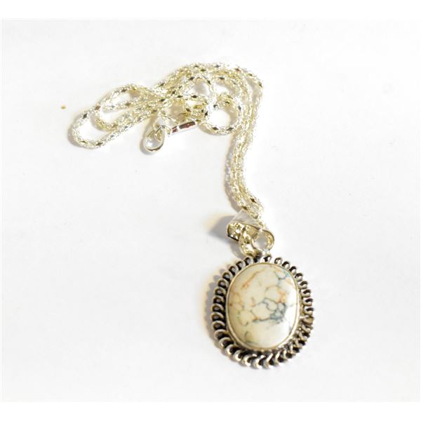 19)  NATURAL WHITE TURQUOISE PENDANT