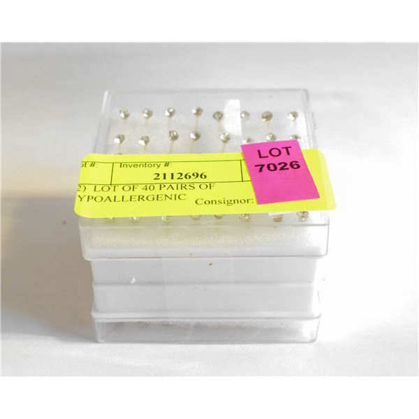 12)  LOT OF 40 PAIRS OF HYPOALLERGENIC