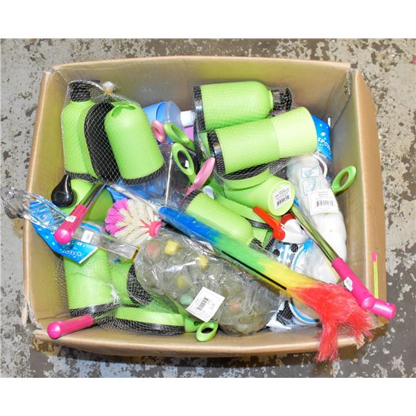 BOX OF NEW BATHROOM ITEMS