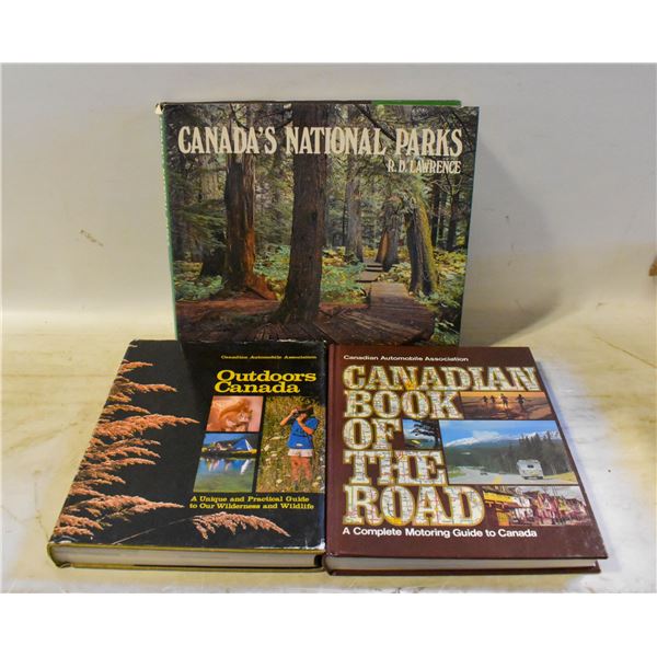 3 VTG BOOKS, CANADIAN PARKS,OUTDOOR CANADA, CANADA