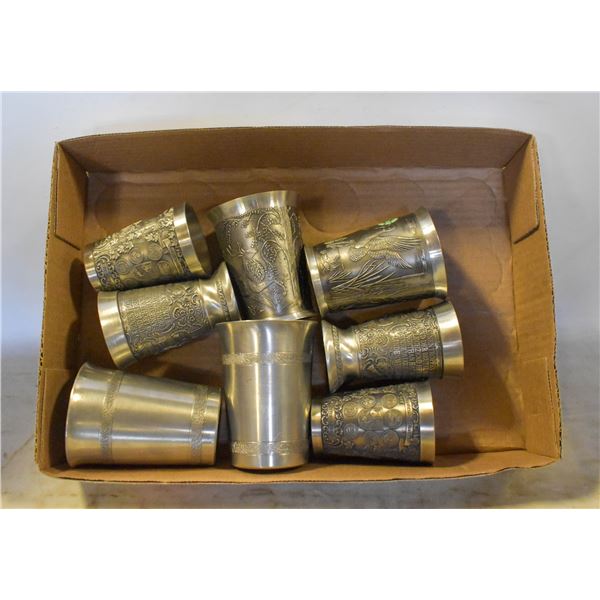 VINTAGE GERMAN PEWTER ZINN DRINKING GLASSES