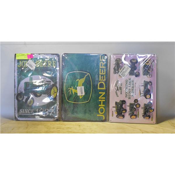 LOT OF 3 NEW JOHN DEERE TIN SIGNS