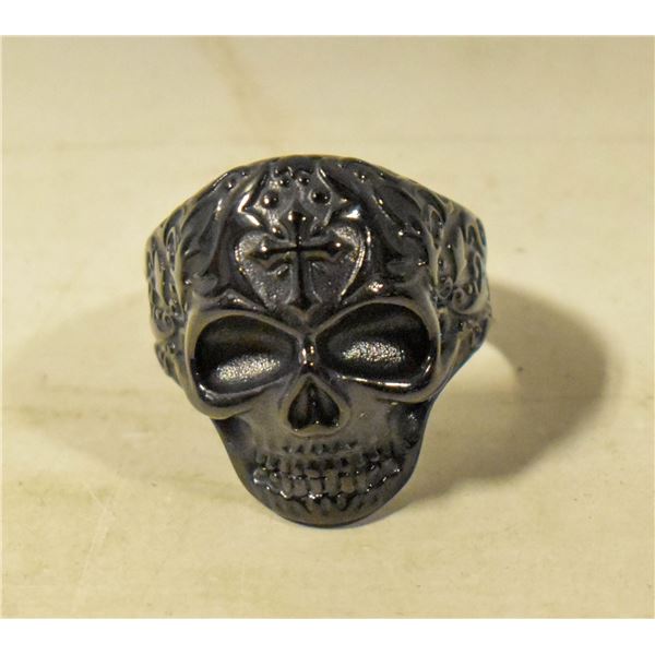 LARGE MENS BLACK SKULL RING