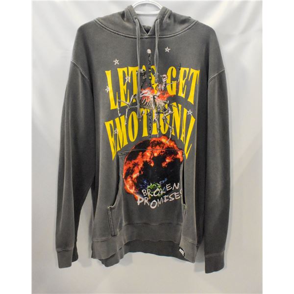 MENS LARGE BROKEN PROMISES GREY HOODIE