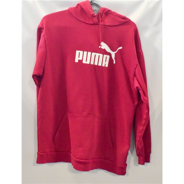 MENS MED PUMA HOODIE PINKISH RED