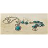Image 1 : 10)  SET OF SILVER TONE WITH OVAL TURQUOISE