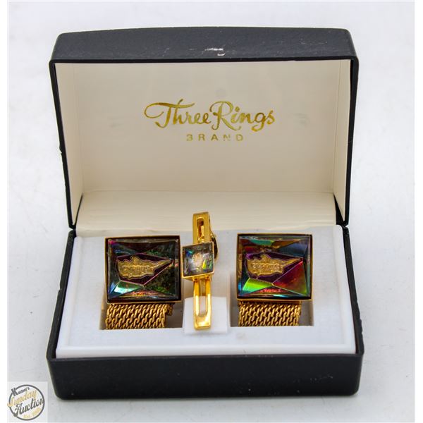 VINTAGE THREE RINGS CUFFLINKS 3-PC