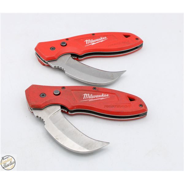 TWO MILWAUKEE FOLD-UP CURVED BLADE LOCKING