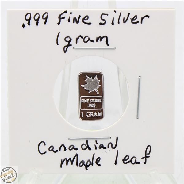 #3308-CANADIAN .999 FINE SILVER 1 GRAM BAR