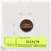 Image 2 : #3311- CANADIAN .999 FINE SILVER 1 GRAM TOKEN