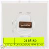 Image 2 : #3312- CANADIAN .999 FINE SILVER 1 GRAM TOKEN