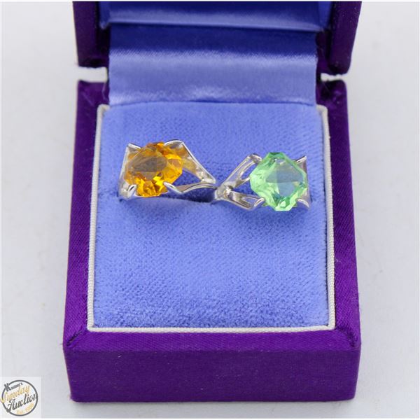 BOX W/ 2 STERLING SILVER RINGS, SIZES 6 & 6.5
