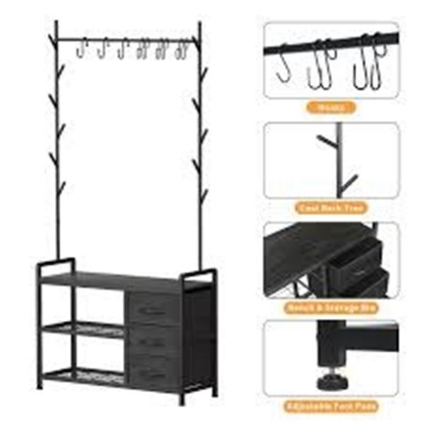 NEWLY ASSEMBLED HOMEKOKO COAT RACK SHOE BENCH