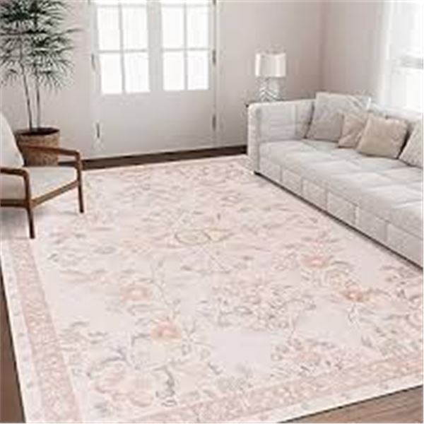 NEW MUJOO PINK FLOWERS AREA RUG 8 X 10FT