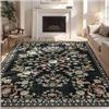 Image 1 : NEW MUJOO BLACK FLORAL AREA RUG 6 X 9FT