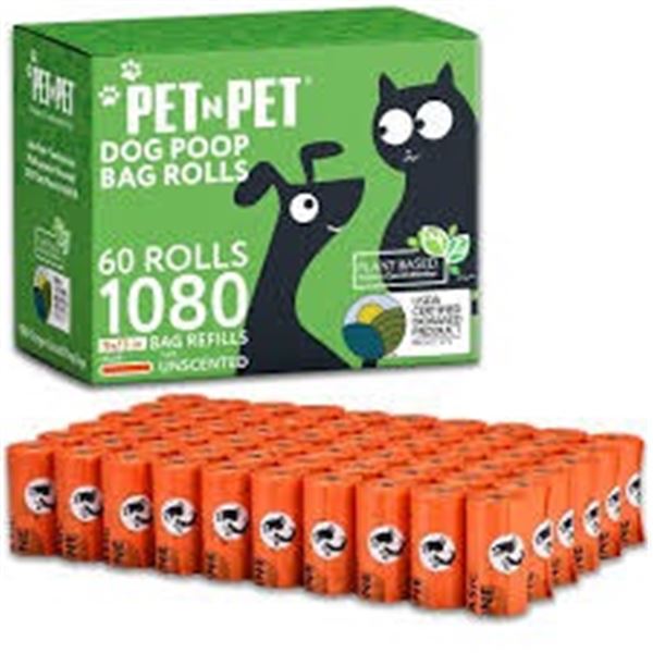 NEW 60 ROLLS 1080 BAGS PET N PET POOP BAGS