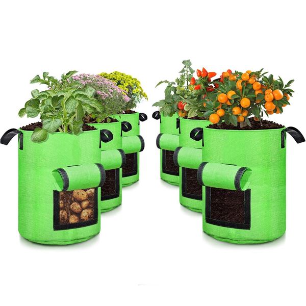 NEW 6PK SCENGCLOS GROW BAGS 10 GALLON