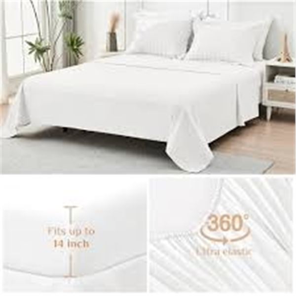 BRAND NEW 4PCS SEERSUCKER COMFORTER SET FULL-WHITE