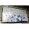 Image 1 : NEW BLUE & YELLOW FLOWERS CANVAS 29 X 58"