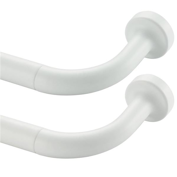 NEW 2PK LWIIOM MATTE WHITE WRAP AROUND CURTAIN ROD