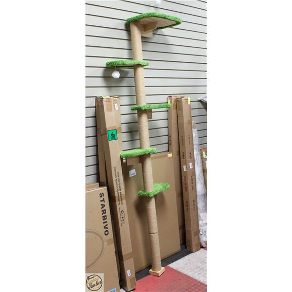 NEWLY ASSMBLED TALL CAT TREE TOWER GREEN 85"