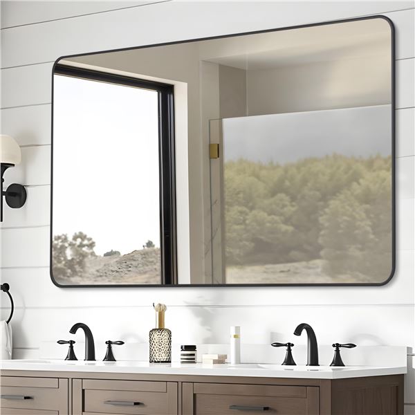 NEW W BOX DESBING BLACK BATHROOM MIRROR 30X48"