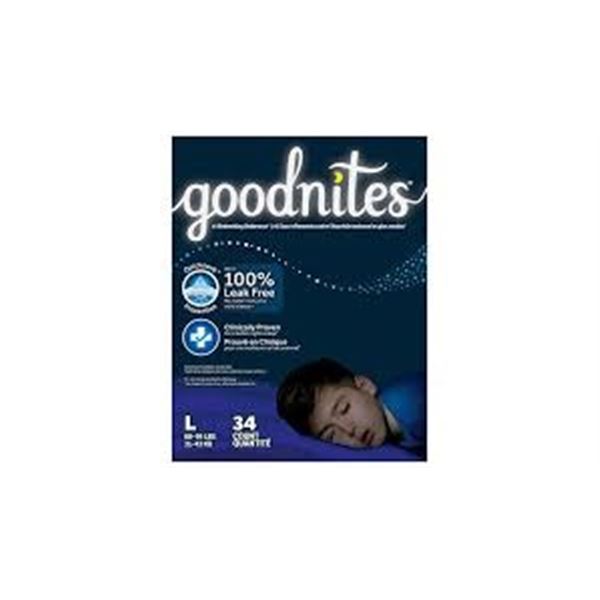 NEW 34CT LARGE GOODNITES BEDWETTING UNDERWEAR