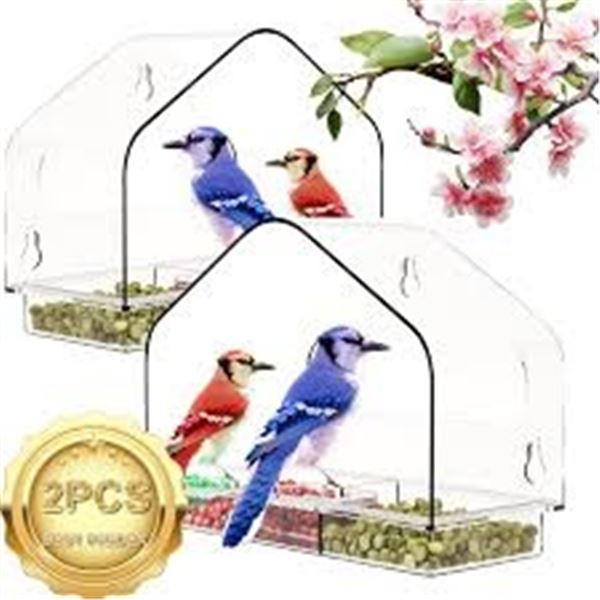 BRAND NEW 2PK WINDOW BIRD FEEDER GARDEN DECOR