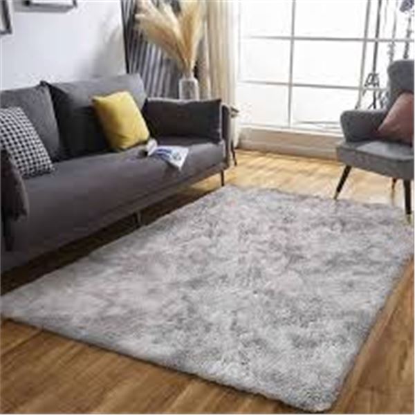 NEW ASLINNSY AREA RUG FLUFFY GREY 6.5 X 8.2"