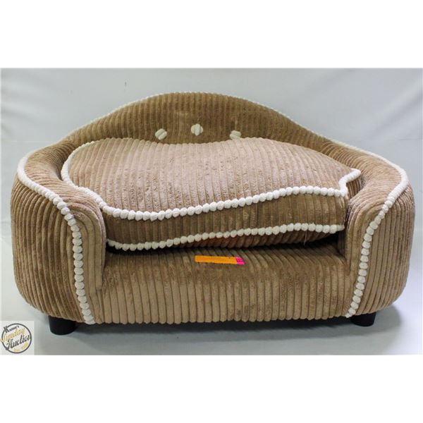 NEW ASSEMBLED BROWN CORDOROY DOG SOFA BED