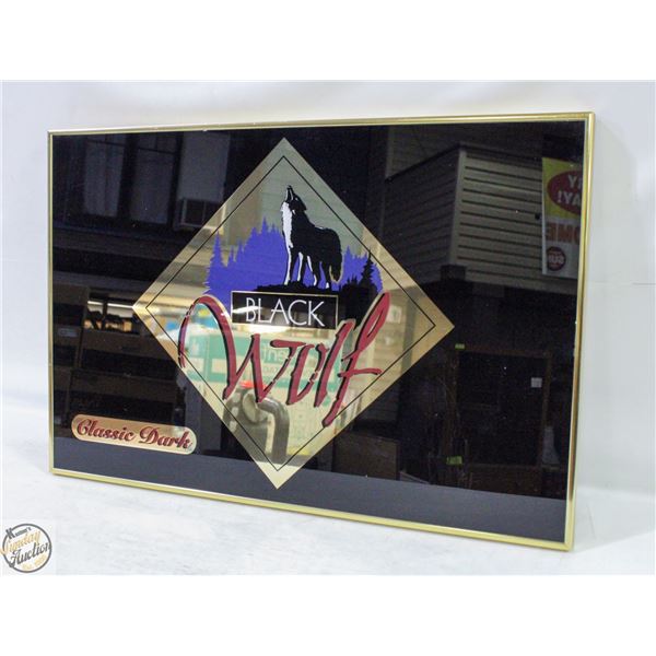 FRAMED 24 X16 “ BLACK WOLF CLASSIC DARK