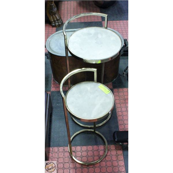 PAIR OF MARBLE TOPPED PLANT STANDS