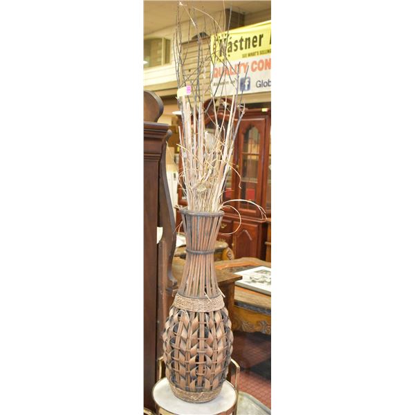 FLOOR VASE W/WICKER STICK DECOR CONTENTS