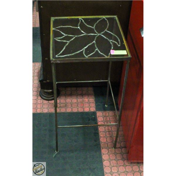 METAL/GLASS SIDE TABLE/STAND- 25" X 13" X 13"