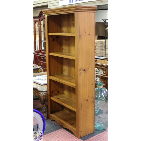 SOLID PINE- 5 SHELF BOOKCASE- 72" X 32" X 12.5"