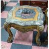 Image 1 : STONE/GLASS TOP SIDE TABLE 30" X 32" X 24"
