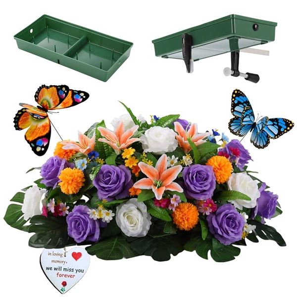 BRAND NEW ALL SPECIAL SADDLE PURPLE ROSE HEADSTONE