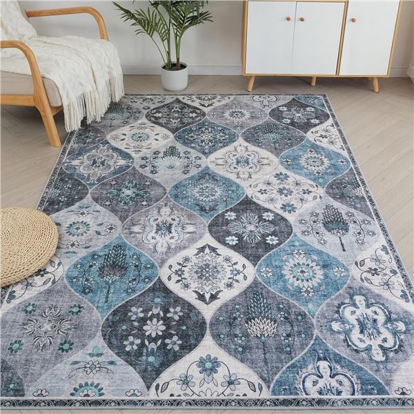 BRAND NEW BRICHOEE 6X9FT ORIENTAL BLUE AREA RUG