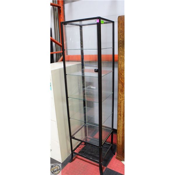 GLASS AND METAL DISPLAY CABINET H-71" W-18" L-21"
