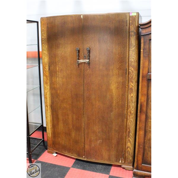ANTIQUE WOOD WARDROBE H-72.75" W-22" L-50"