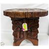 Image 1 : HAND CARVED WOOD MAYAN STYLE ROUND TABLE H-19"