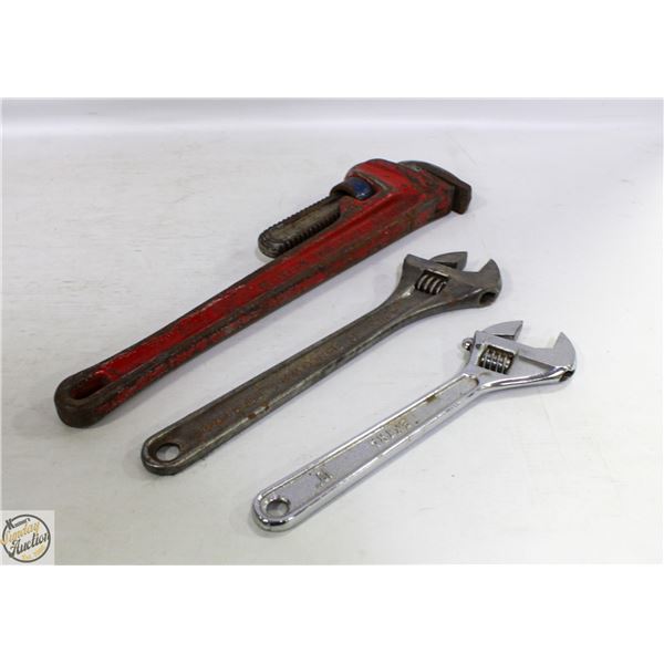 3 WRENCHES 10” 12” 18”