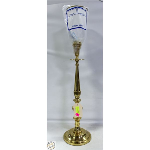 36" TALL BRASS CANDLE HOLDER/HURRICANE GLASS SHADE