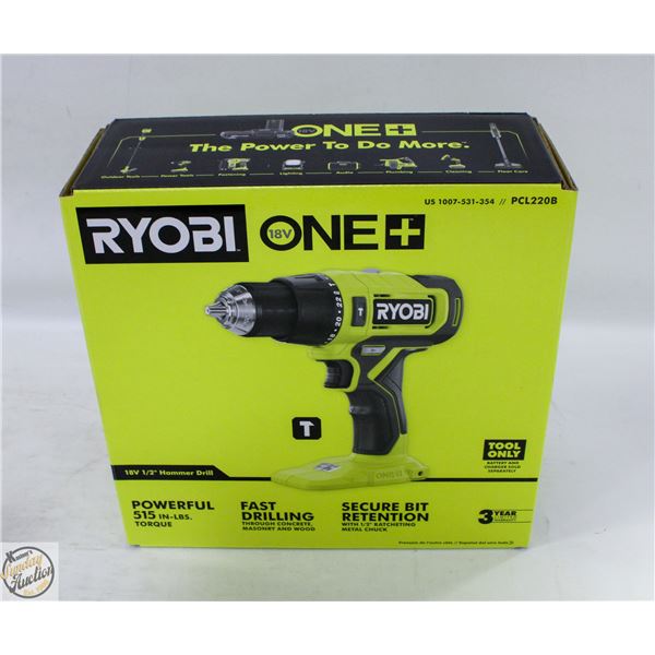 NEW RYOBI ONE 18 VOLT 1/2 HAMMER DRILL