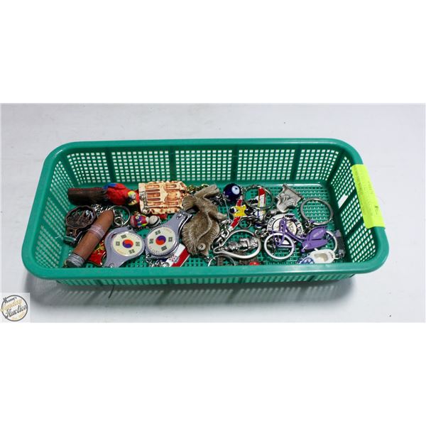 LOT OF VARIOUS KEYCHAINS FROM AROUND THE WORLD