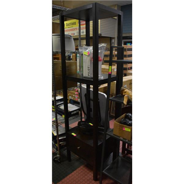 WOOD SHELVING UNIT WITH DRAWER